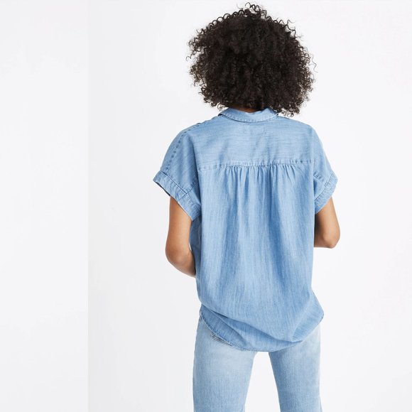 Madewell Women's Blue Button Down Shirt - Picture 3 of 15